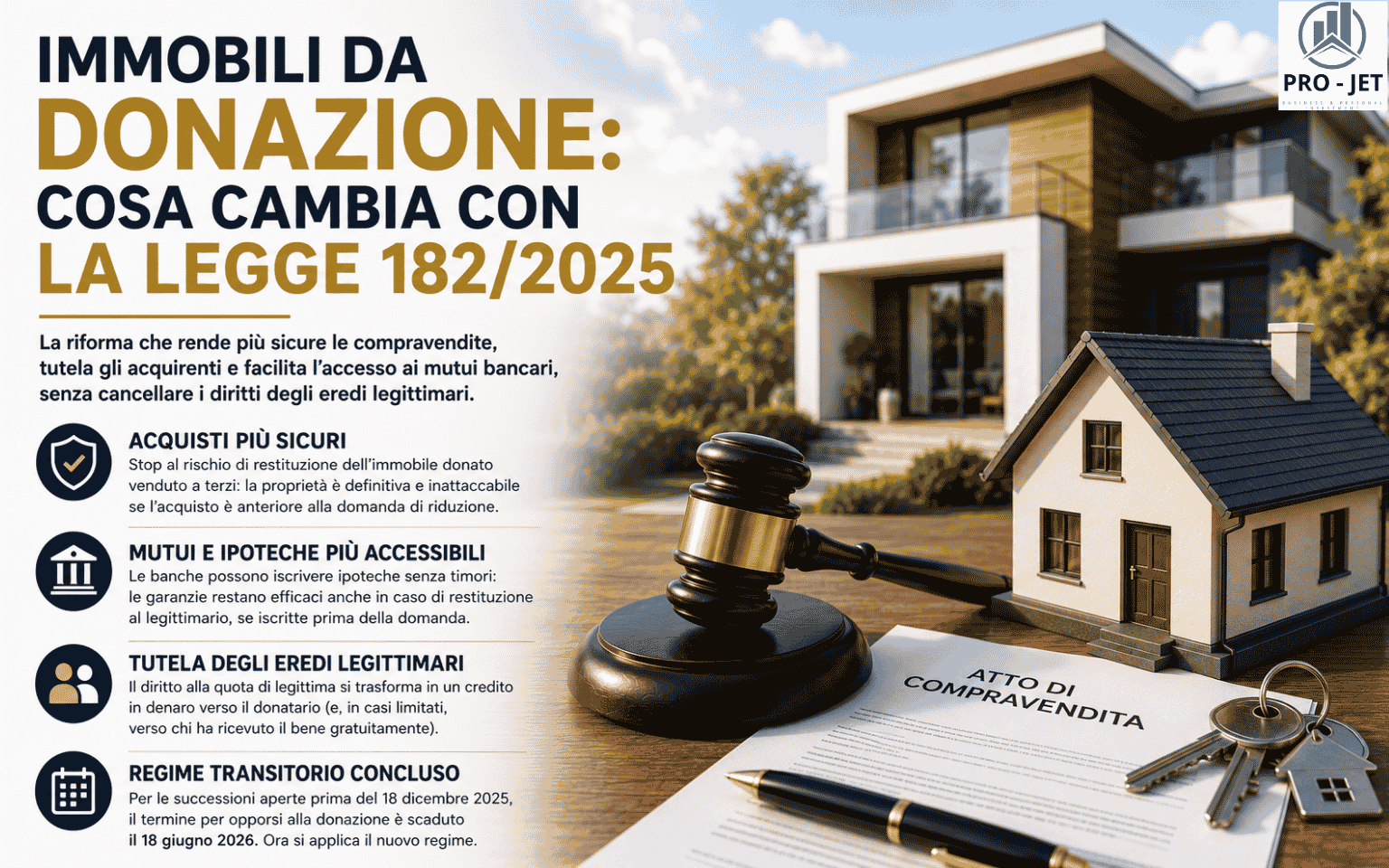 Immobili da donazione: compravendita, mutui e nuove regole della Legge 182/2025