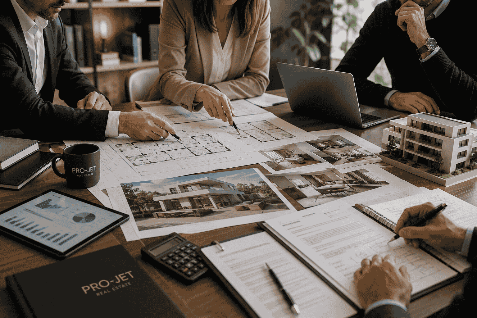 Team multidisciplinare PRO-JET Real Estate durante l’analisi tecnica, economica e progettuale di un’operazione immobiliare